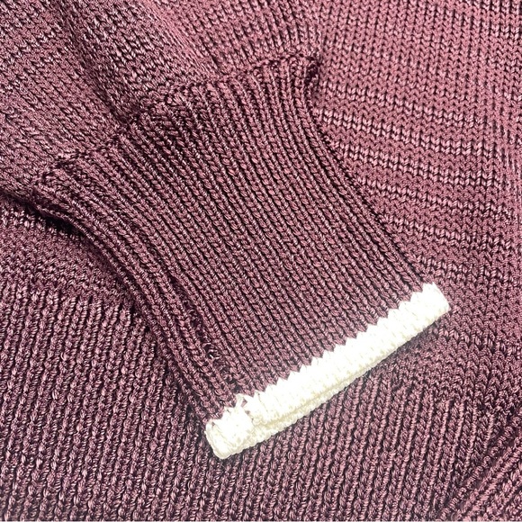 Reiss Women’s Burgundy V-Neck Sweater with white trim XL shoulder pads - Picture 5 of 15
